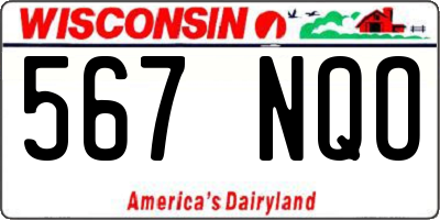 WI license plate 567NQO