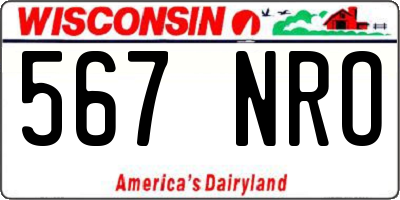 WI license plate 567NRO