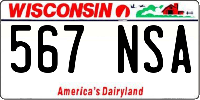 WI license plate 567NSA