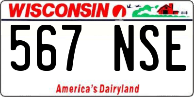 WI license plate 567NSE