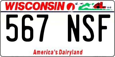 WI license plate 567NSF