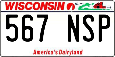 WI license plate 567NSP