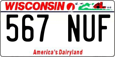 WI license plate 567NUF