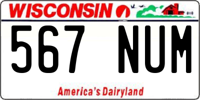 WI license plate 567NUM