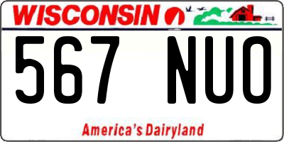 WI license plate 567NUO