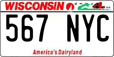 WI license plate 567NYC