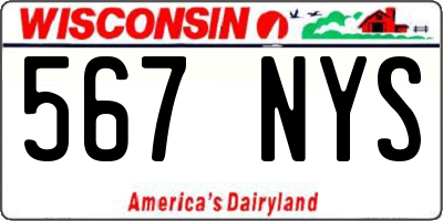 WI license plate 567NYS