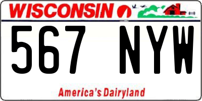 WI license plate 567NYW