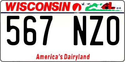 WI license plate 567NZO