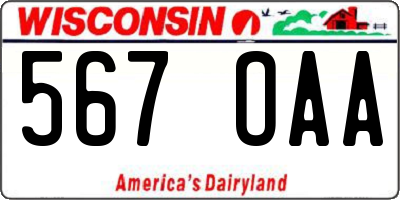 WI license plate 567OAA
