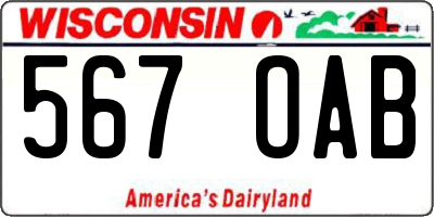 WI license plate 567OAB