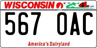 WI license plate 567OAC