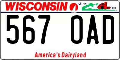 WI license plate 567OAD