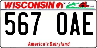 WI license plate 567OAE