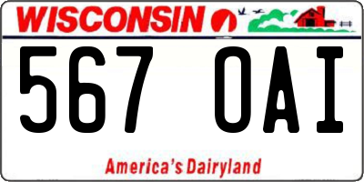 WI license plate 567OAI