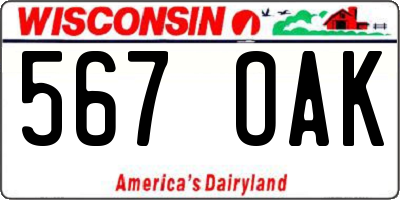 WI license plate 567OAK
