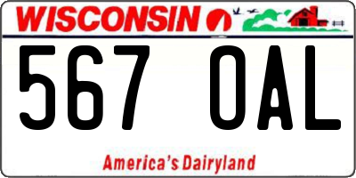 WI license plate 567OAL