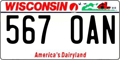 WI license plate 567OAN