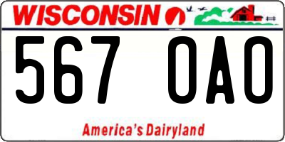 WI license plate 567OAO