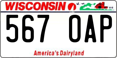 WI license plate 567OAP