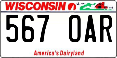 WI license plate 567OAR