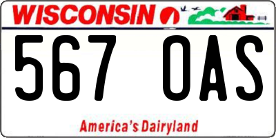 WI license plate 567OAS