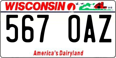 WI license plate 567OAZ