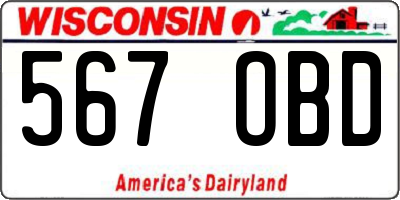 WI license plate 567OBD