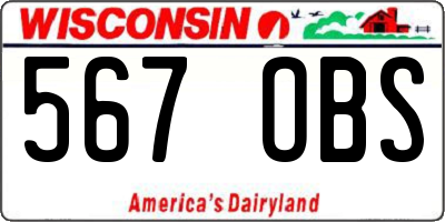 WI license plate 567OBS