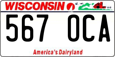 WI license plate 567OCA