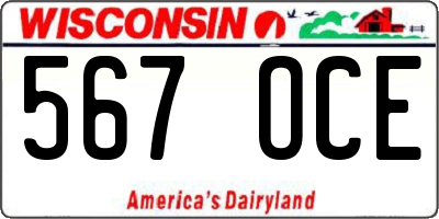 WI license plate 567OCE
