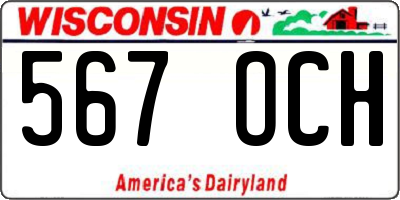 WI license plate 567OCH