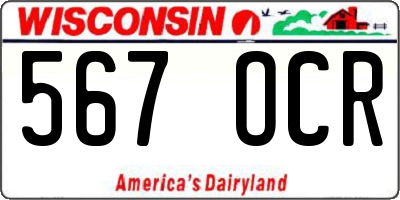 WI license plate 567OCR
