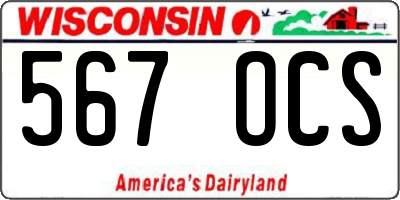 WI license plate 567OCS