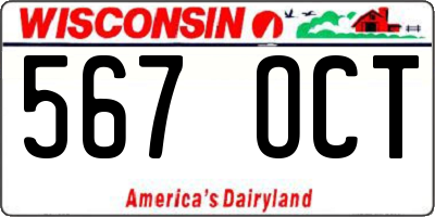 WI license plate 567OCT