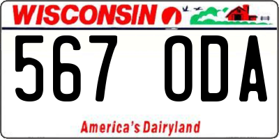 WI license plate 567ODA