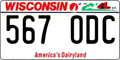 WI license plate 567ODC