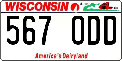 WI license plate 567ODD