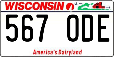 WI license plate 567ODE