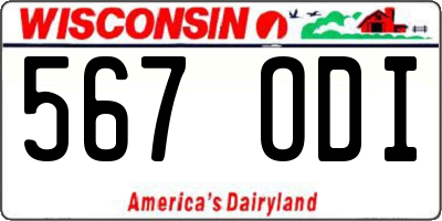 WI license plate 567ODI