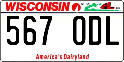 WI license plate 567ODL