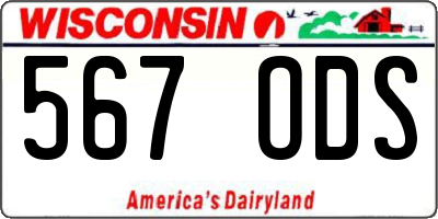 WI license plate 567ODS