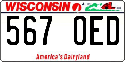 WI license plate 567OED