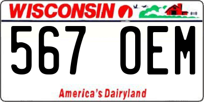 WI license plate 567OEM