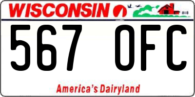WI license plate 567OFC