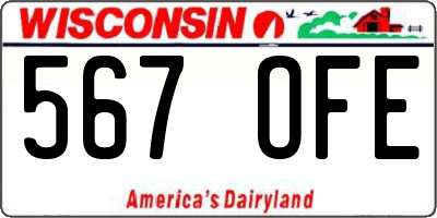 WI license plate 567OFE