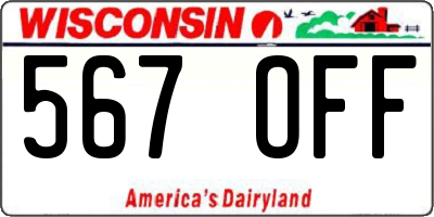 WI license plate 567OFF
