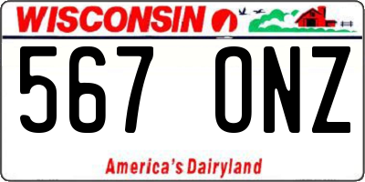 WI license plate 567ONZ