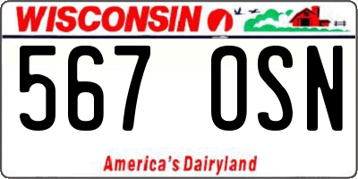WI license plate 567OSN