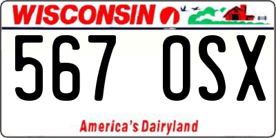 WI license plate 567OSX